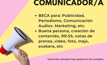 Beca de formación para personas tituladas en Periodismo, Comunicación Audiovisual o Publicidad